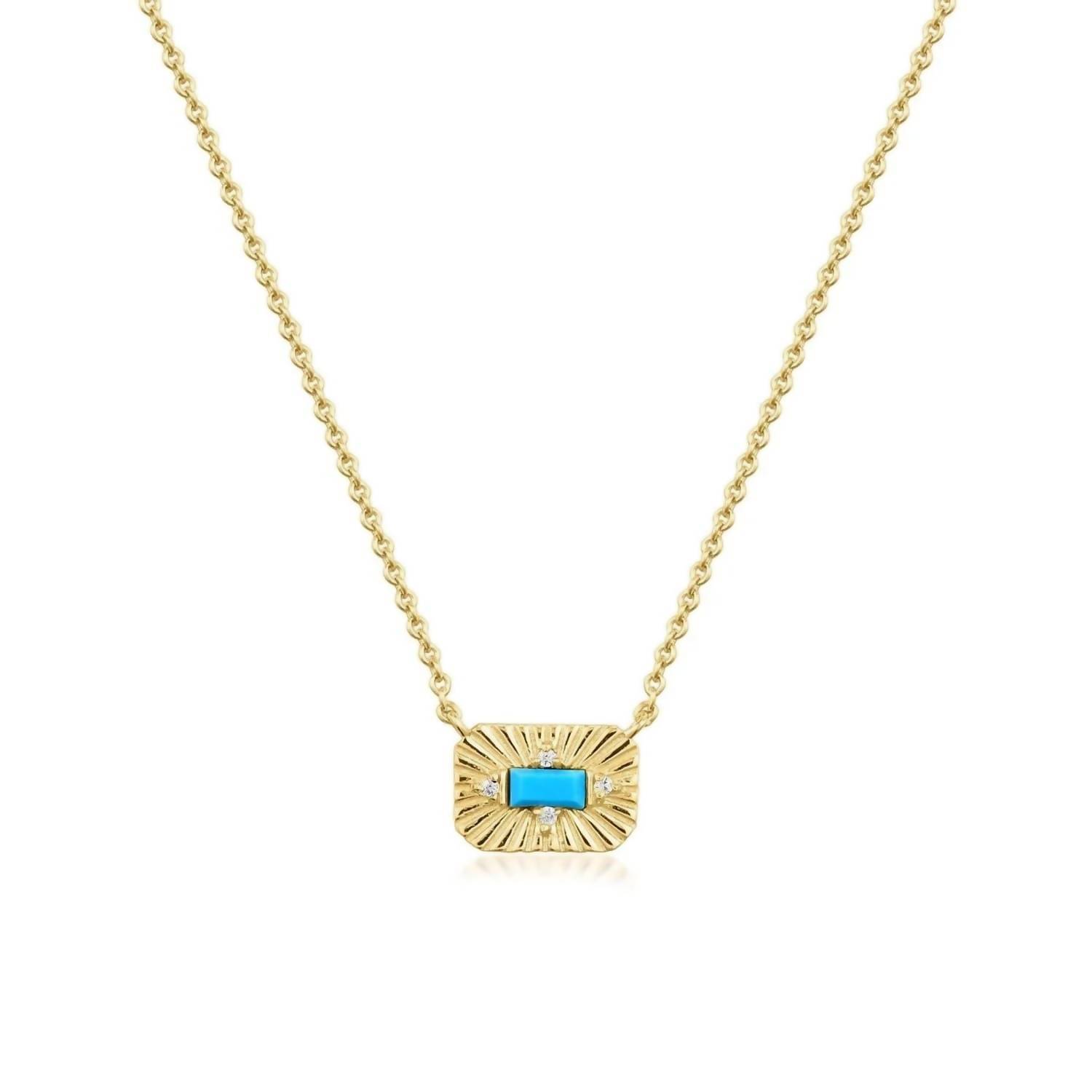 New Eklexic Womens Small Starburst Pendant With Turquoise Stone Necklace In 14k 67$